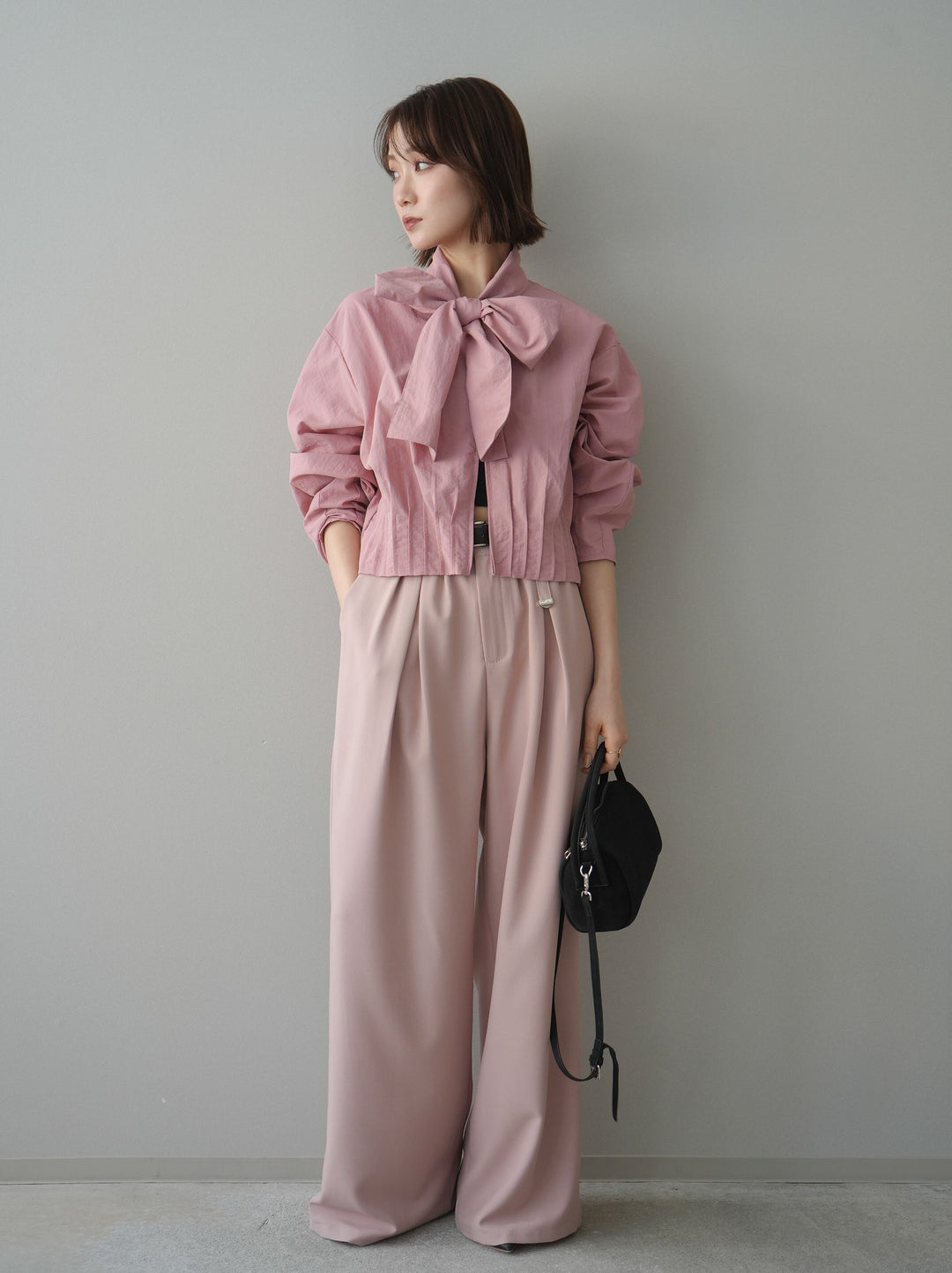 [予約]ベルト付キーホルダーモチーフワイドパンツ/pink