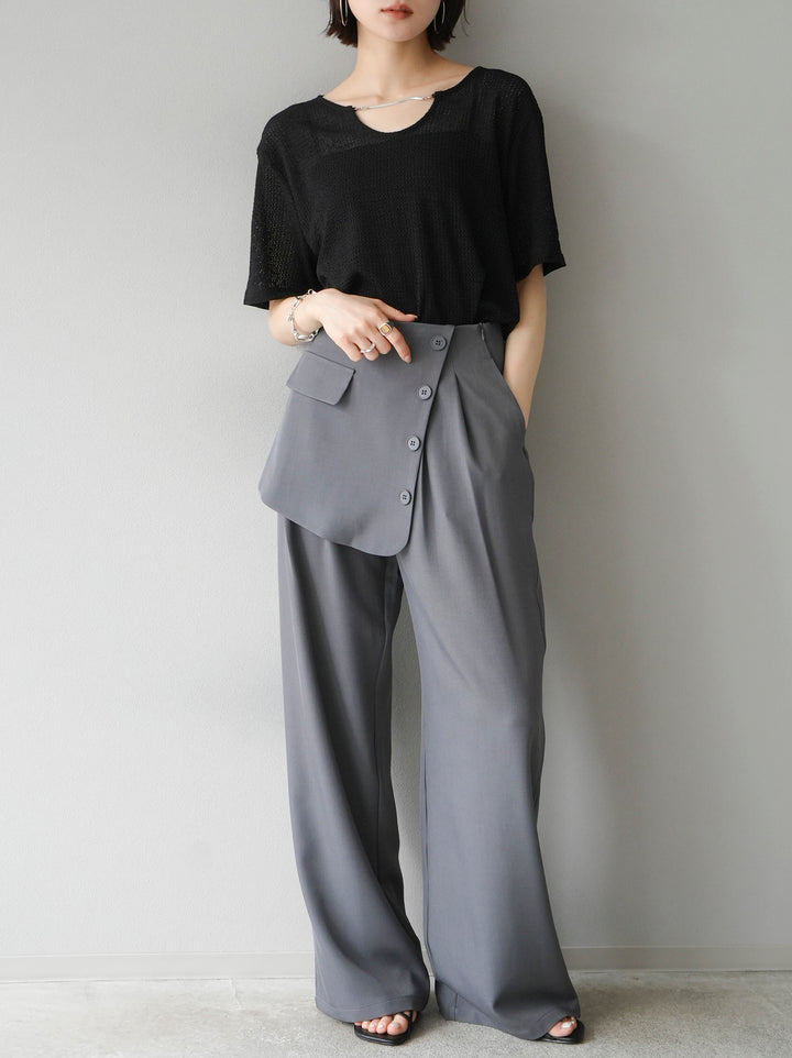 [Pre-order] Front flap slacks pants/gray