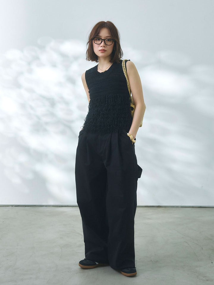 【Allure】[SET]フリンジクロップドニットベスト+フリンジクロップドニットベスト(2set)