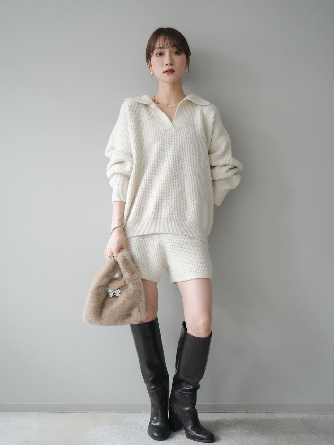 [SET]ポロニットプルオーバー＆ショートパンツSET UP+選べるアクセセット(2set)