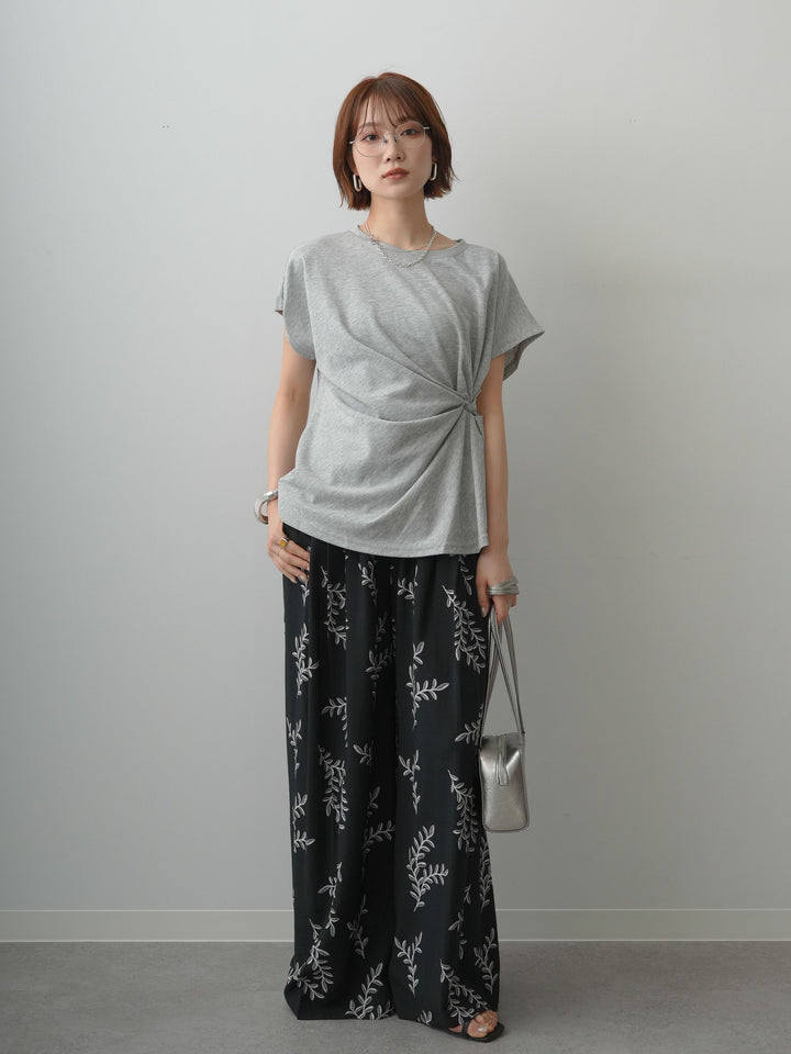 [SET]サイドノットTEE+リーフプリントタックワイドパンツ(2set)