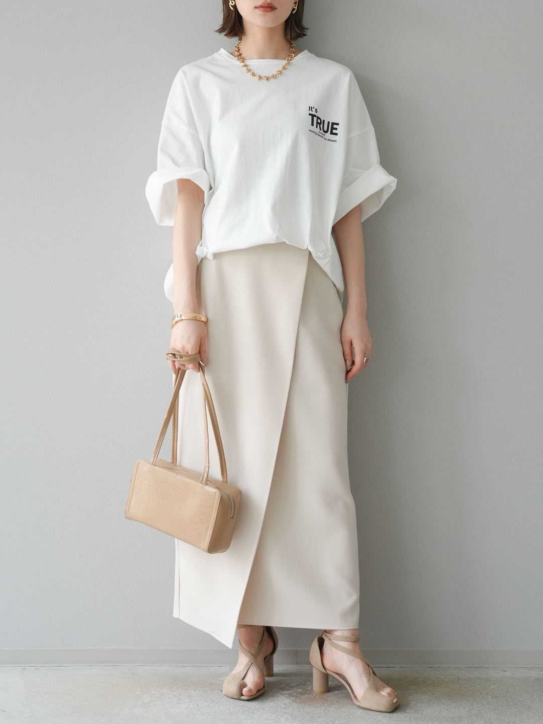 [予約]ツイルラップナロースカート/アイボリー S