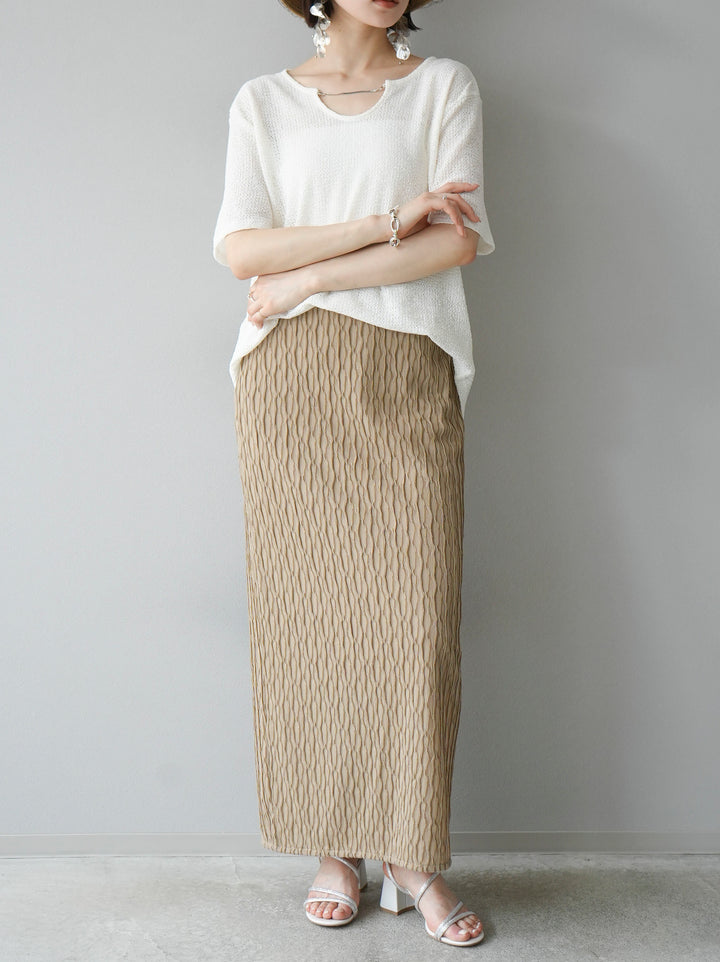 [Pre-order] Sheer Design Mellow Tight Skirt/Beige