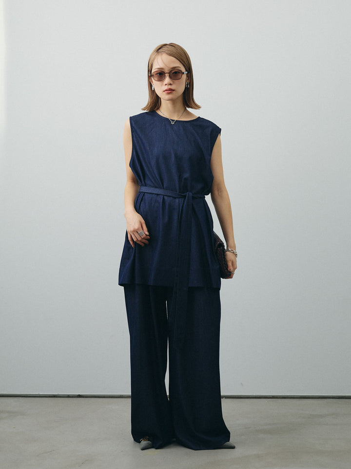 [SET]テンセルデニムノースリーブ＆ワイドパンツSET UP+テンセルデニムノースリーブ＆ワイドパンツSET UP(2set)