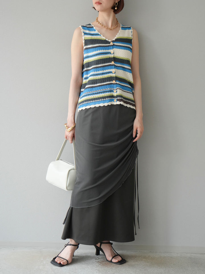 [予約]シアーレイヤードタイトスカート/チャコール