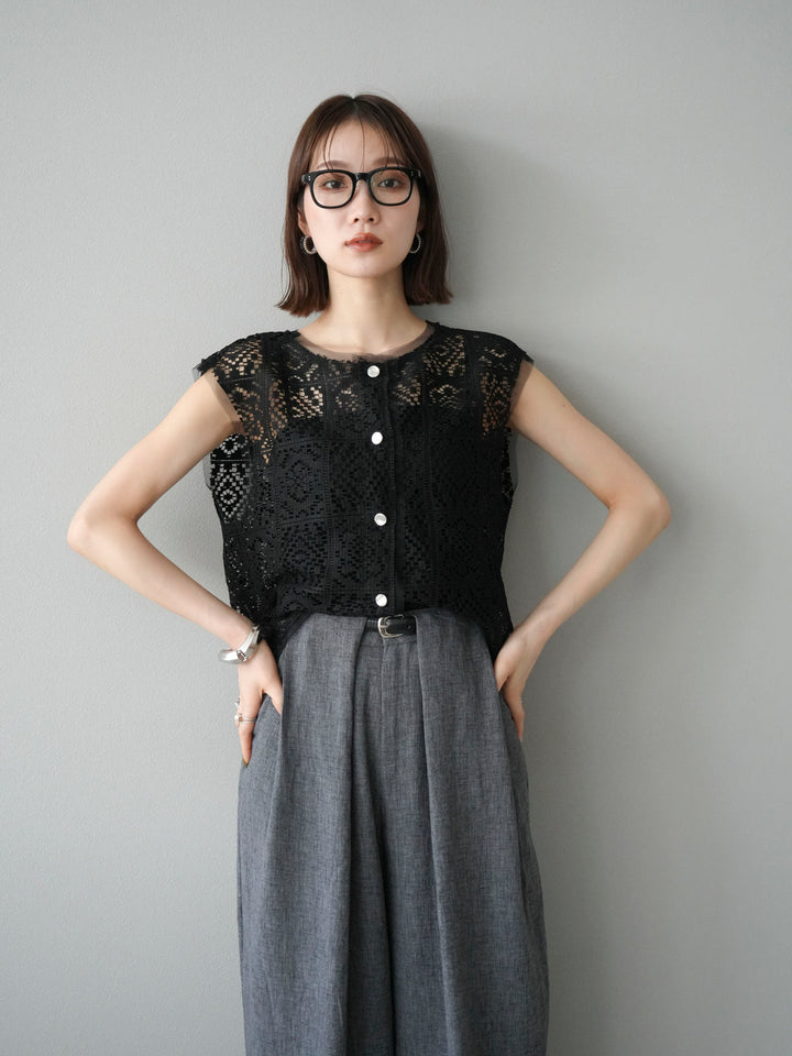 [予約]ブロックレースベスト/ブラック