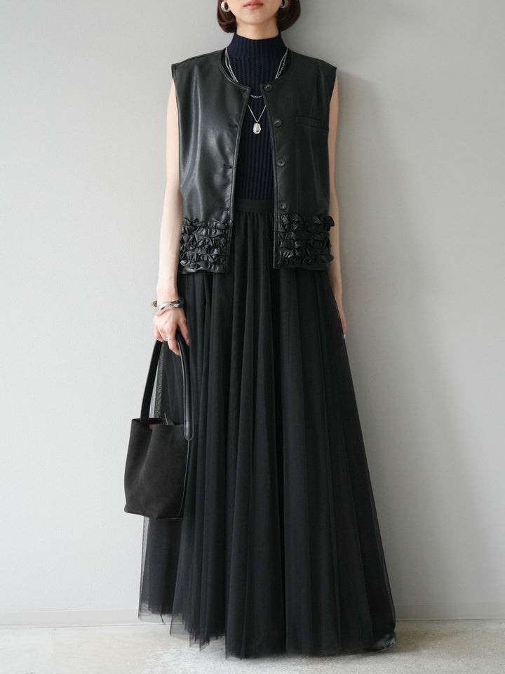 [予約]チュールボリュームスカート/ブラック