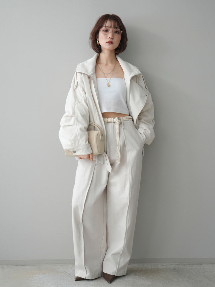 [予約]コーデュロイライダース裾レースブルゾン/offwhite