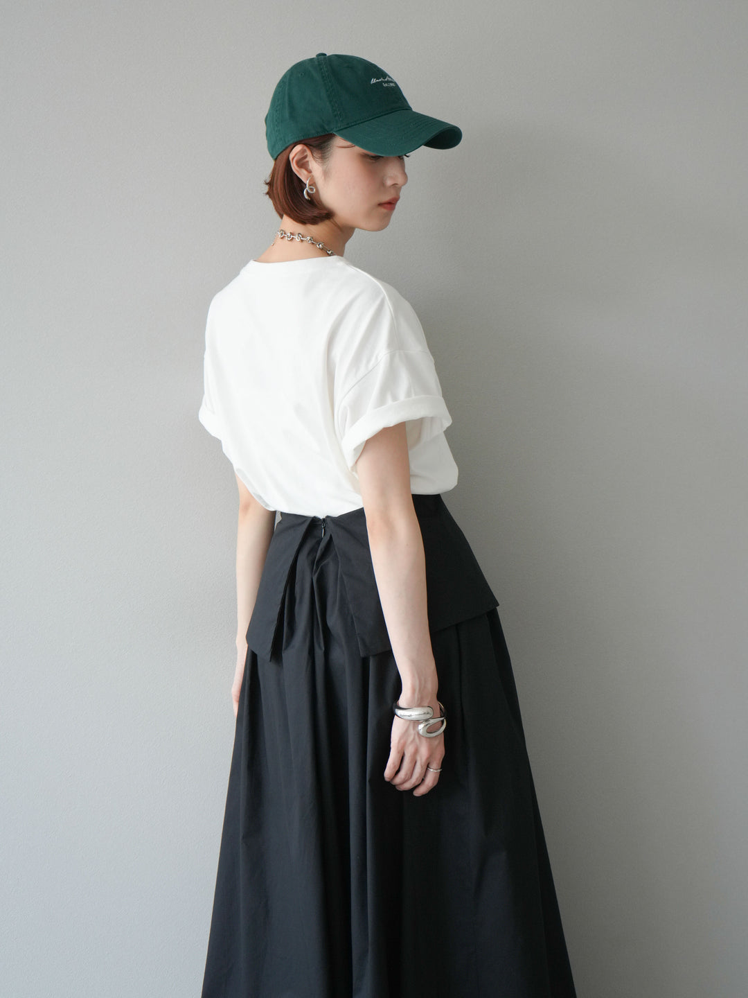 [予約]箔プリントTシャツ/オフシルバー