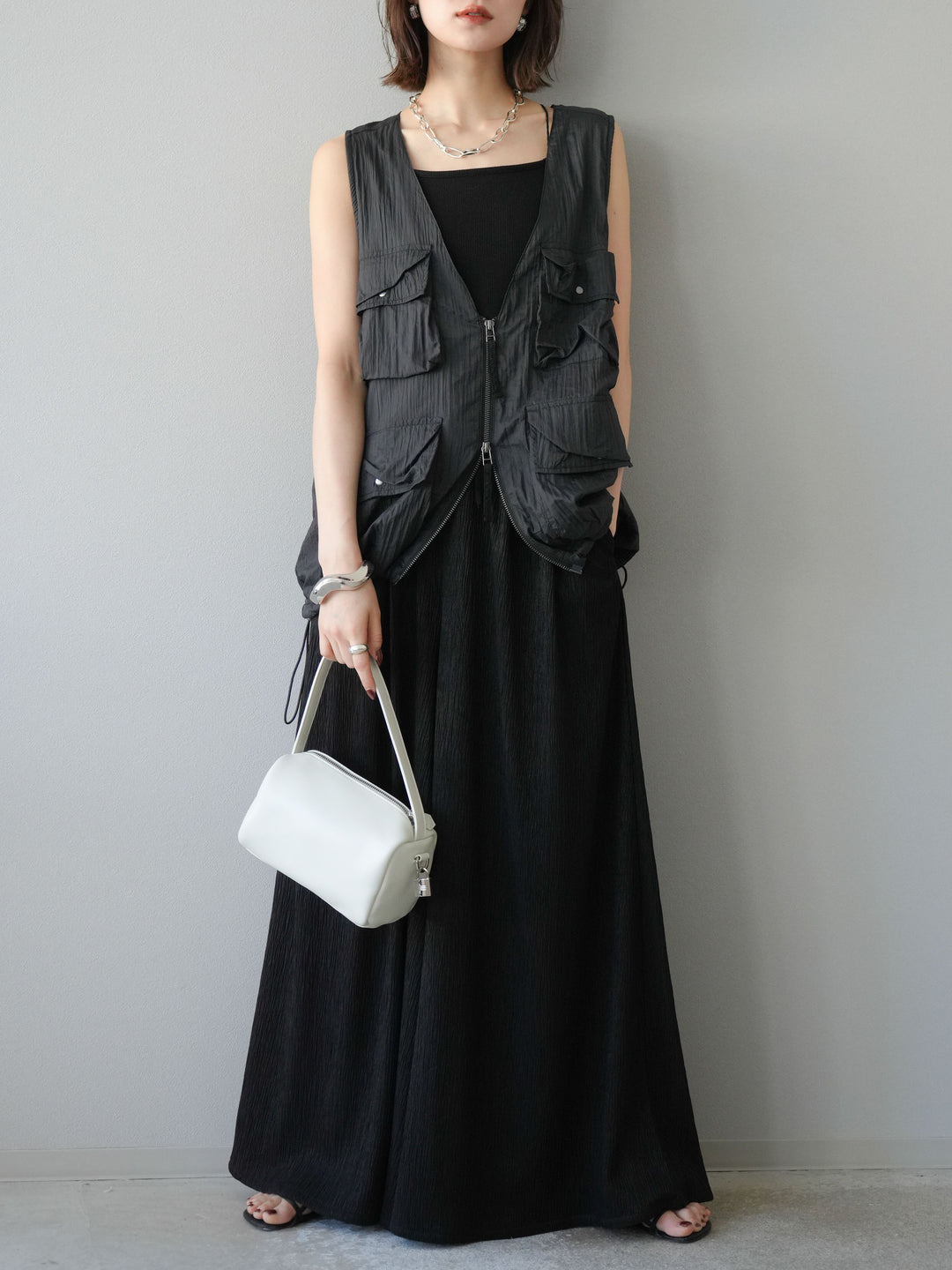 [予約]楊柳バギーパンツ/ブラック