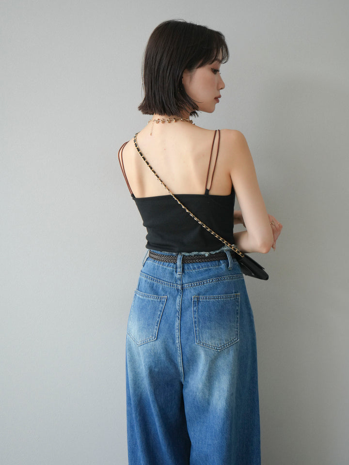 【預購】雙色吊帶罩杯背心/黑色