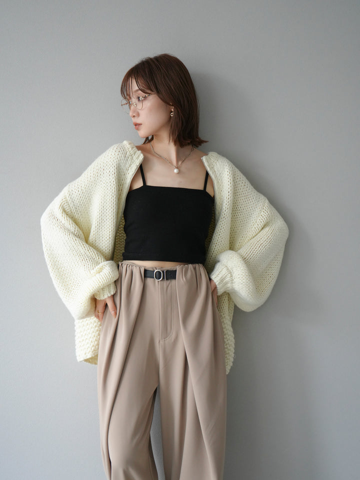 [予約]ロービングケーブルオーバーZIPニットカーディガン/アイボリー