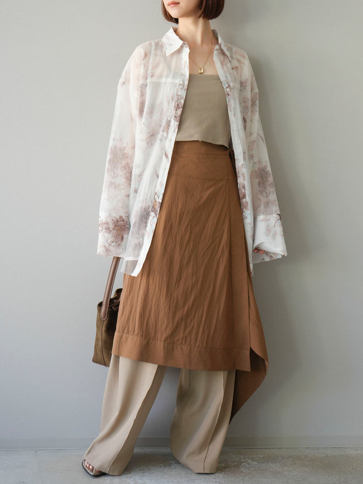 [予約]アシンメトリーレイヤードスカート/ベージュ