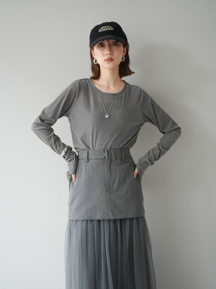 [予約]シアーベロアフィンガーホールトップス/グレー