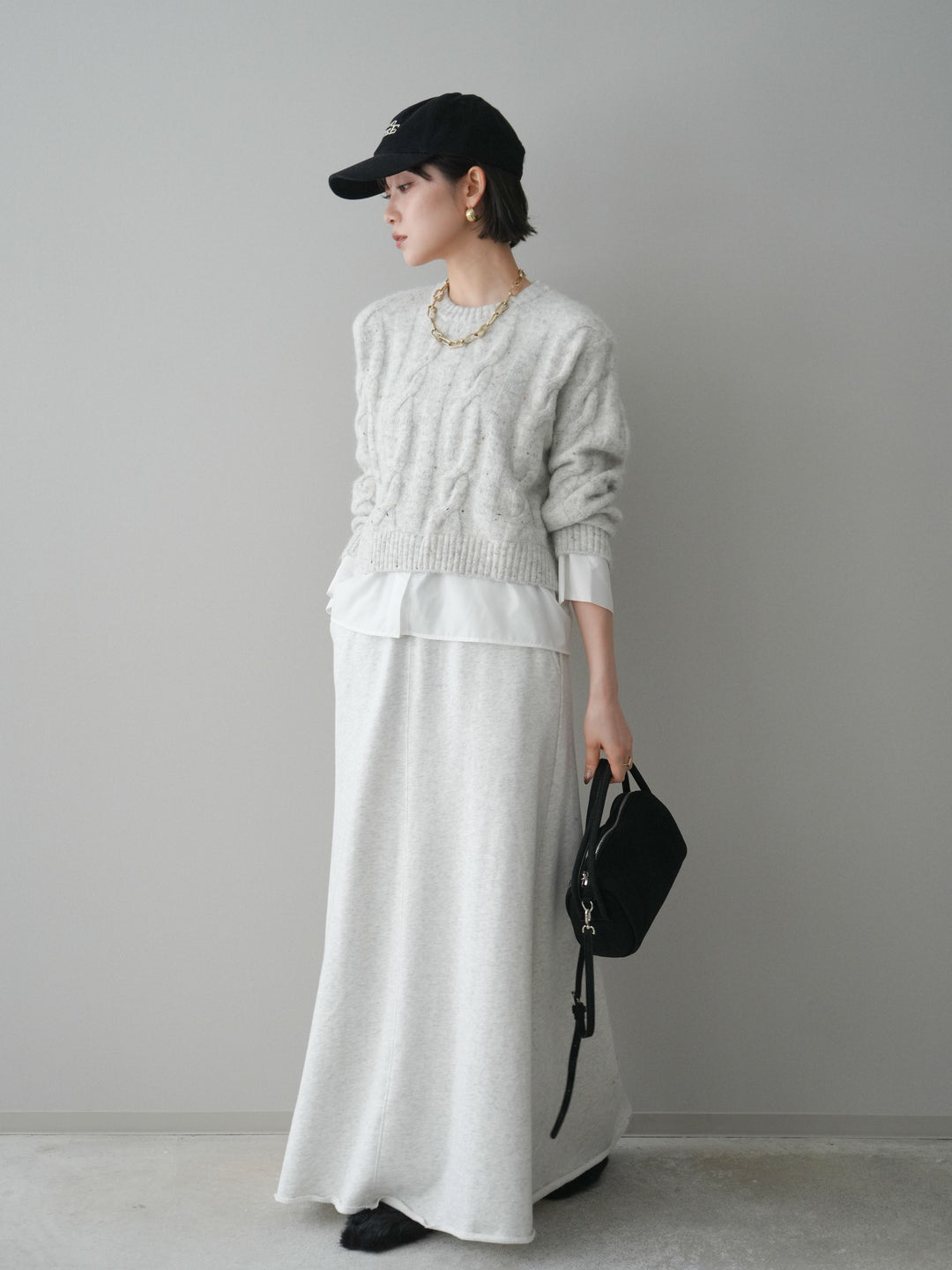 [予約]スウェットフレアロングスカート/oatmeal