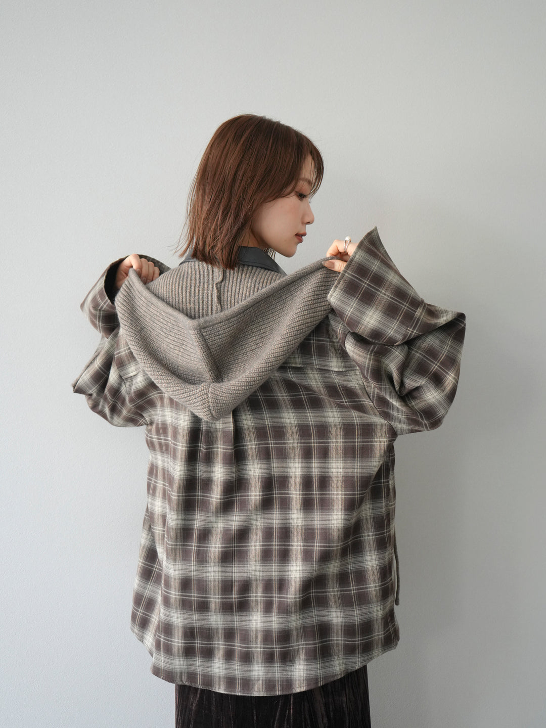 [予約]フードニットマフラー/グレージュ