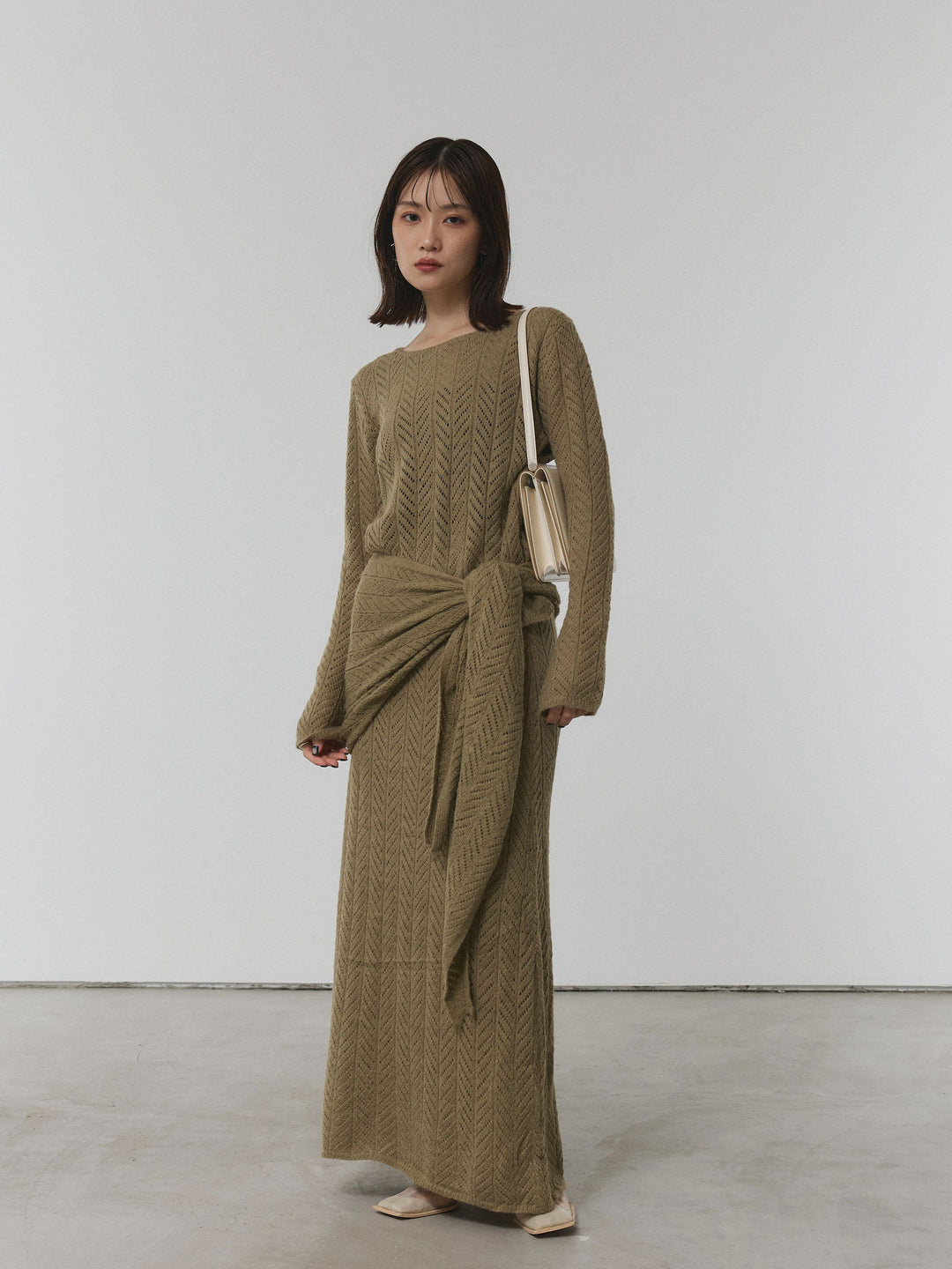 [SET]透かし編みニットトップス＆スカート3SET