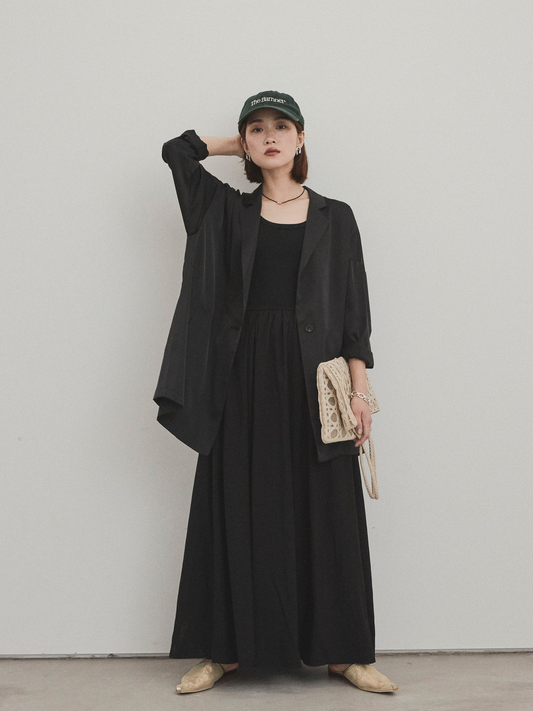 [予約]リブドッキングフレアワンピース/ブラック