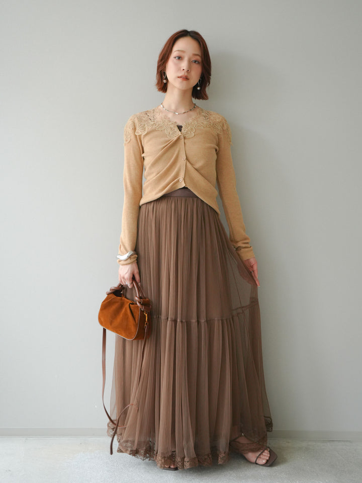 [SET]ショルダーレースニットカーディガン+ショルダーレースニットカーディガン(2set)