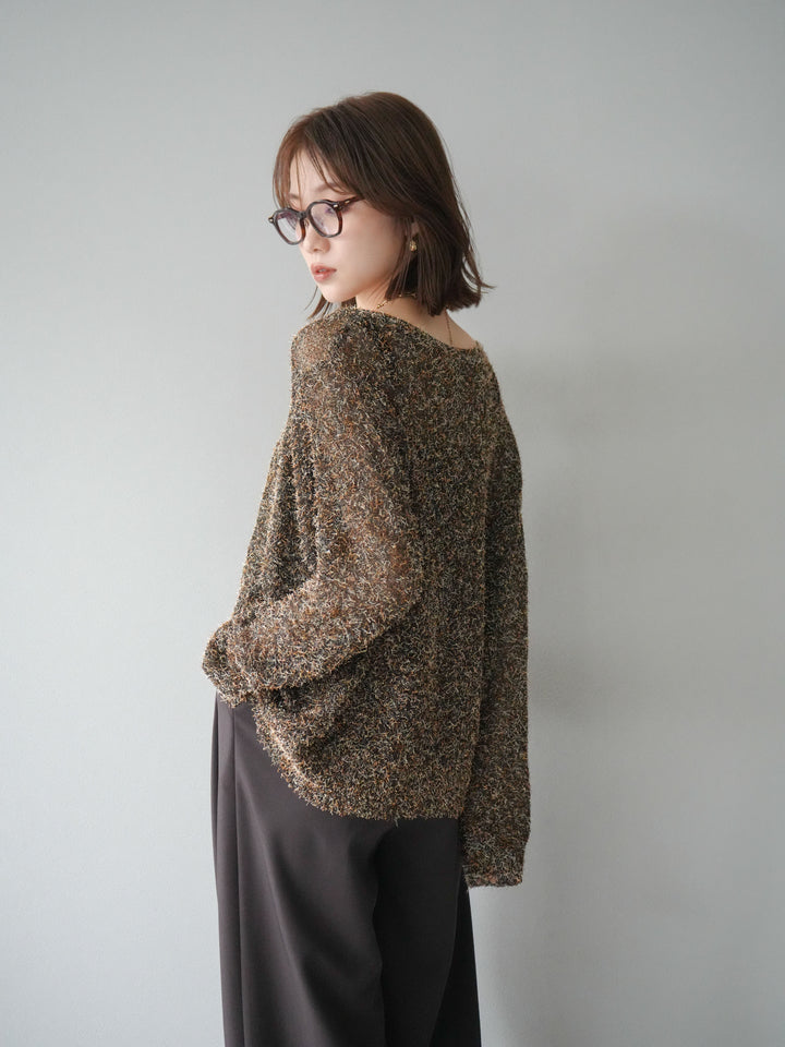 [予約]ミックステープヤーンVネックプルオーバー/オレンジ