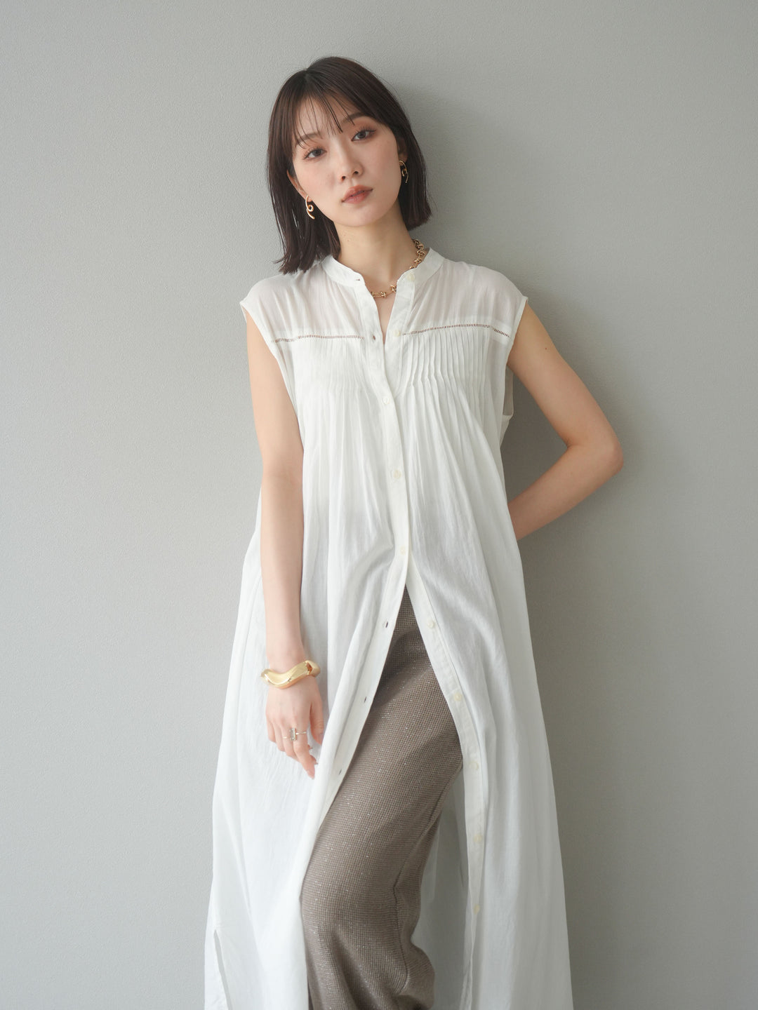 [予約]インド製コットンボイルワンピース/オフ