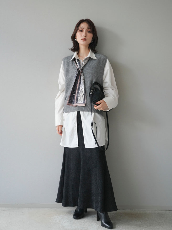 [予約]スカーフ付きニットベスト/gray