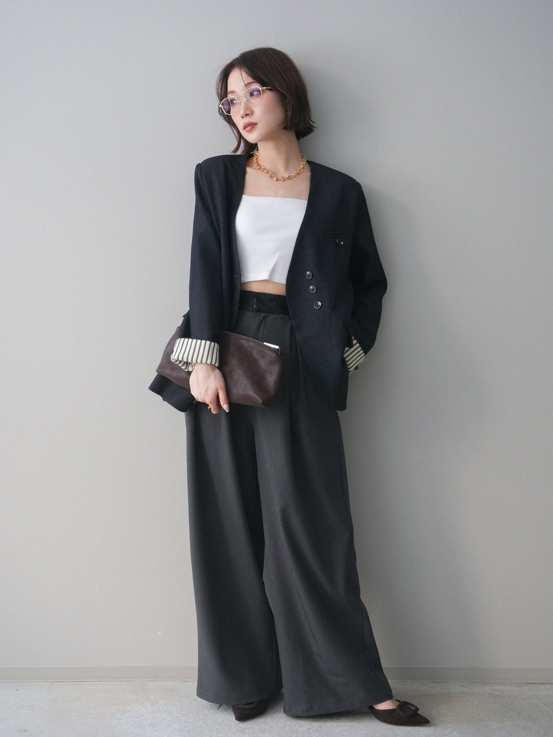 [予約]ノーカラージャケット/blue