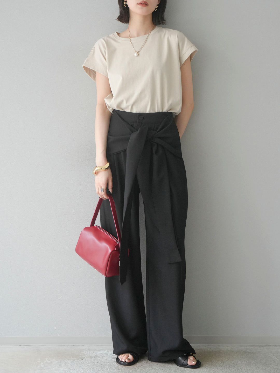 [予約]フレンチスリーブTシャツ/ベージュ　