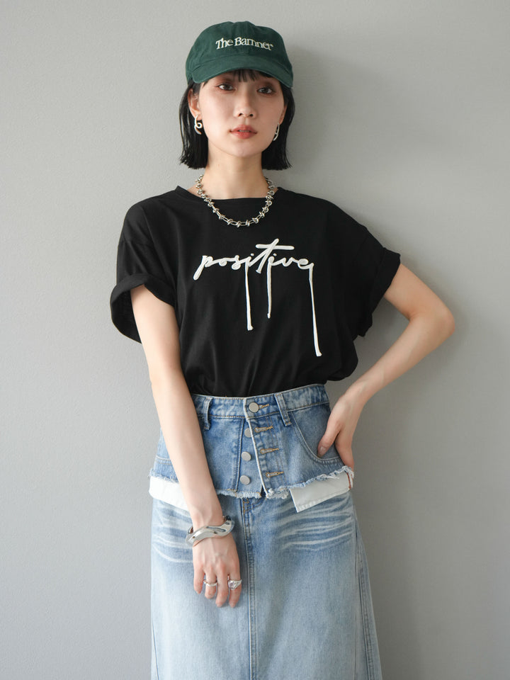 [予約]コード刺繍ロゴTシャツ/ブラック