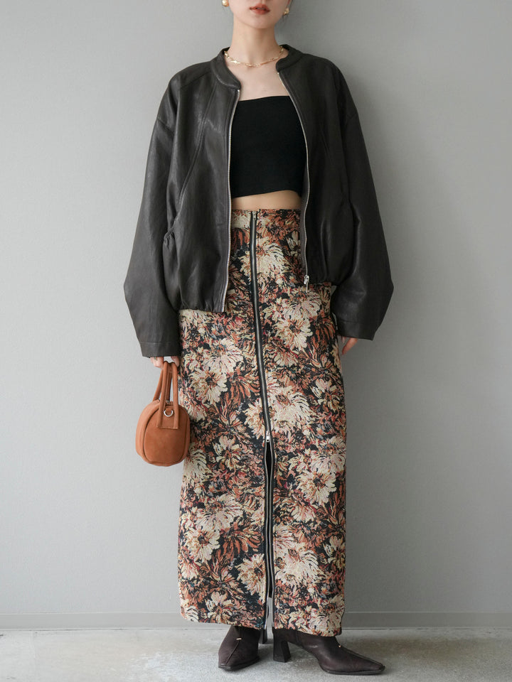 [SET]ゴブランフロントジップタイトスカート+ゴブランフロントジップタイトスカート(2set)