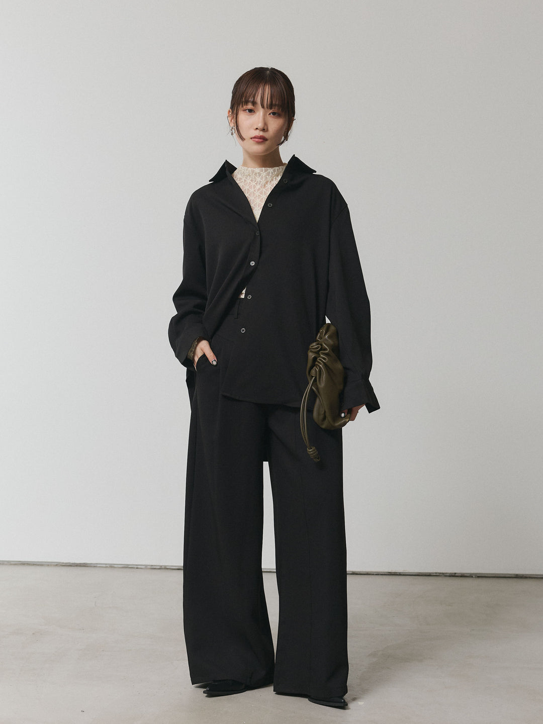 【Allure】[SET]ボタンダウンオーバーシャツ+ボタンダウンオーバーシャツ(2set)