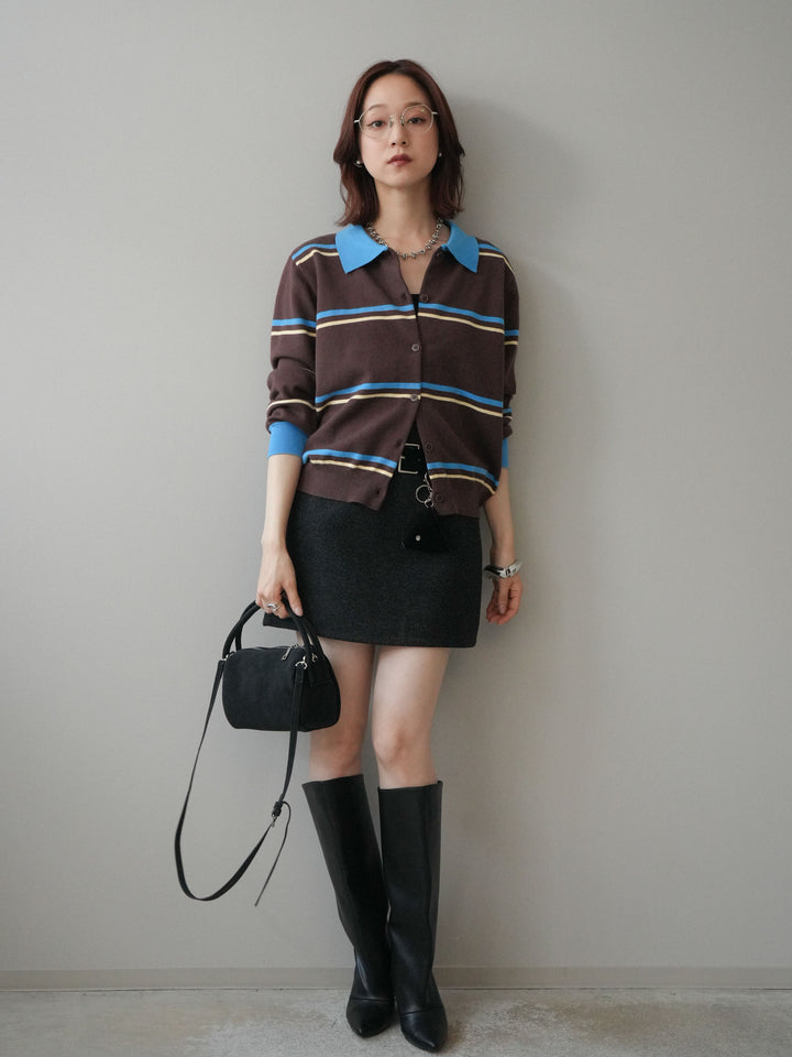 [予約]ウールタッチベルト付ミニスカート/black