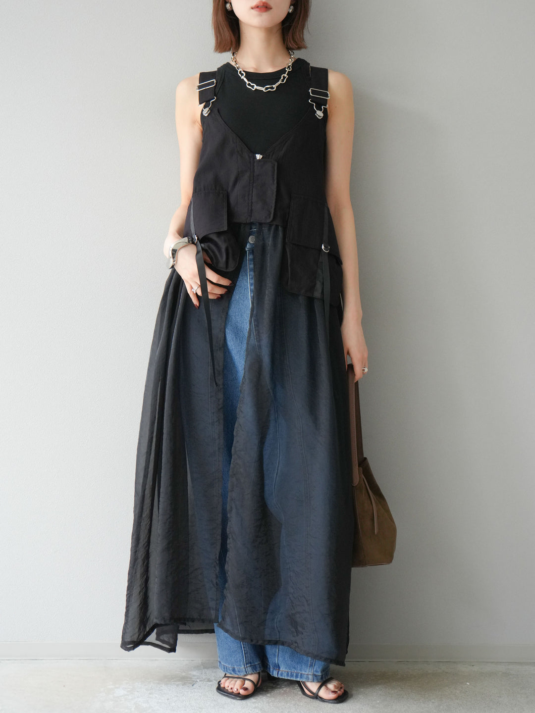 [予約]センターシームラップデザインストレートデニム/ブルー