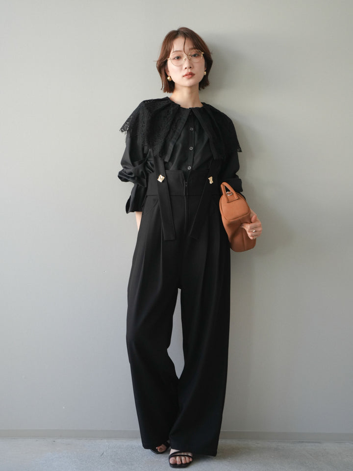 [予約]ビッグレースカラーブラウス/black