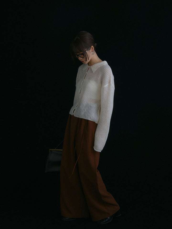 [予約]ラップデザインタックワイドパンツ/ブラウン