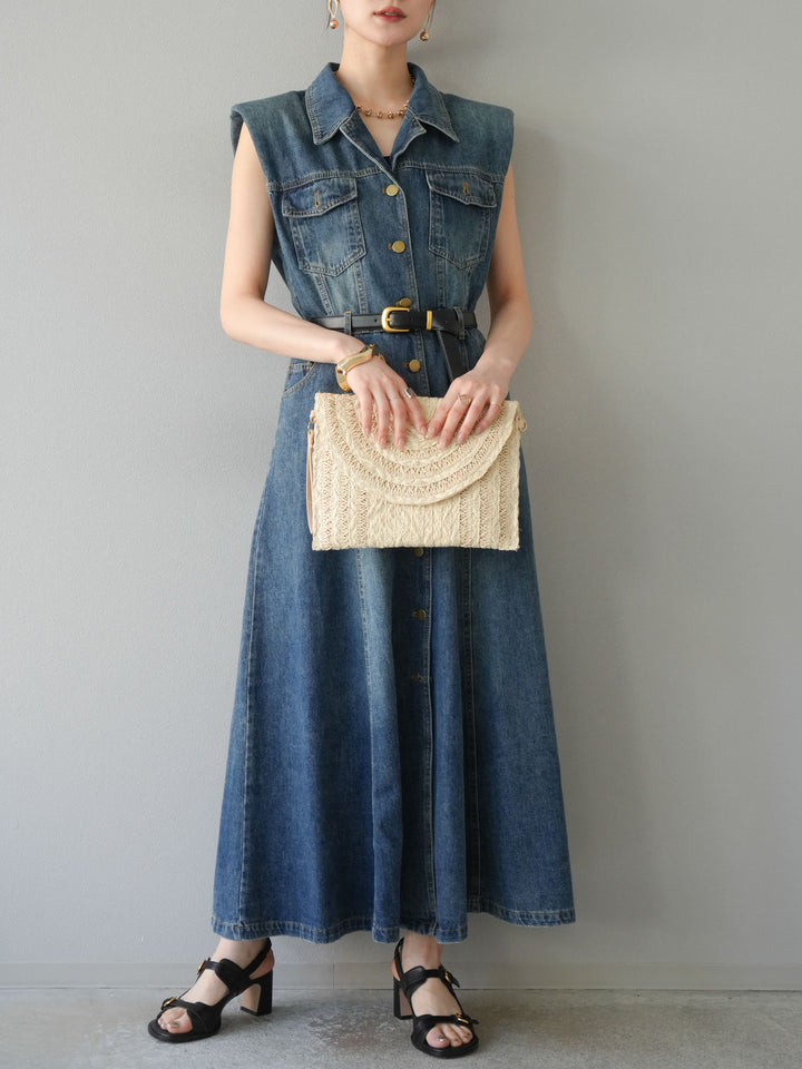 【預購】束帶牛仔襯衫裙/藍色