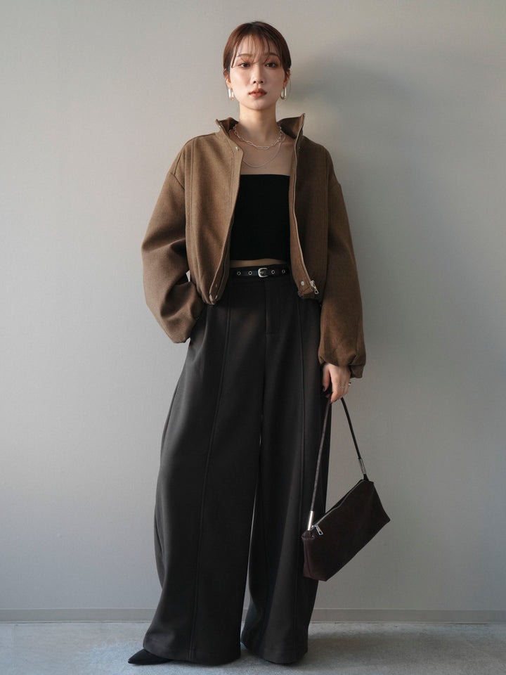 [予約]タックデザインジップブルゾン/brown