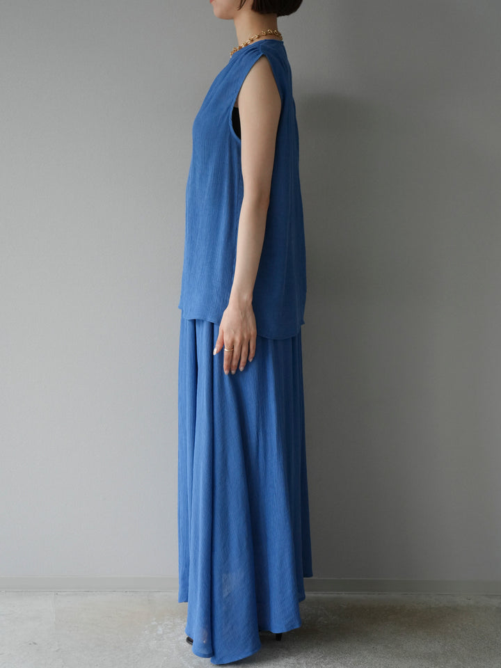 [SET]ビーズモチーフ楊柳ブラウス＆フレアスカートSET UP(2set)