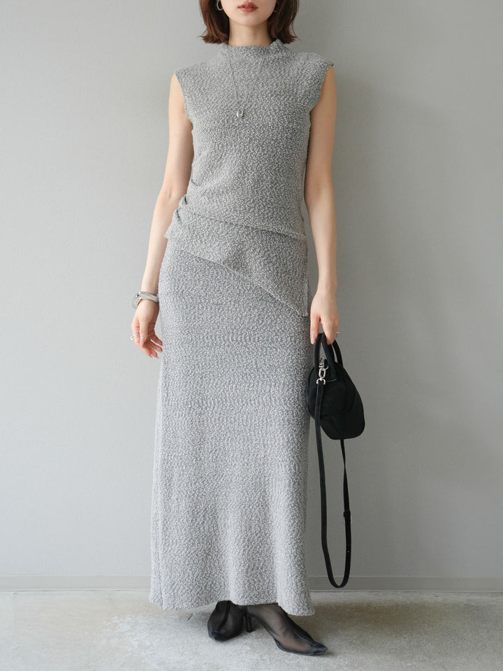 [予約]ブークレーニットIラインスカート/グレー