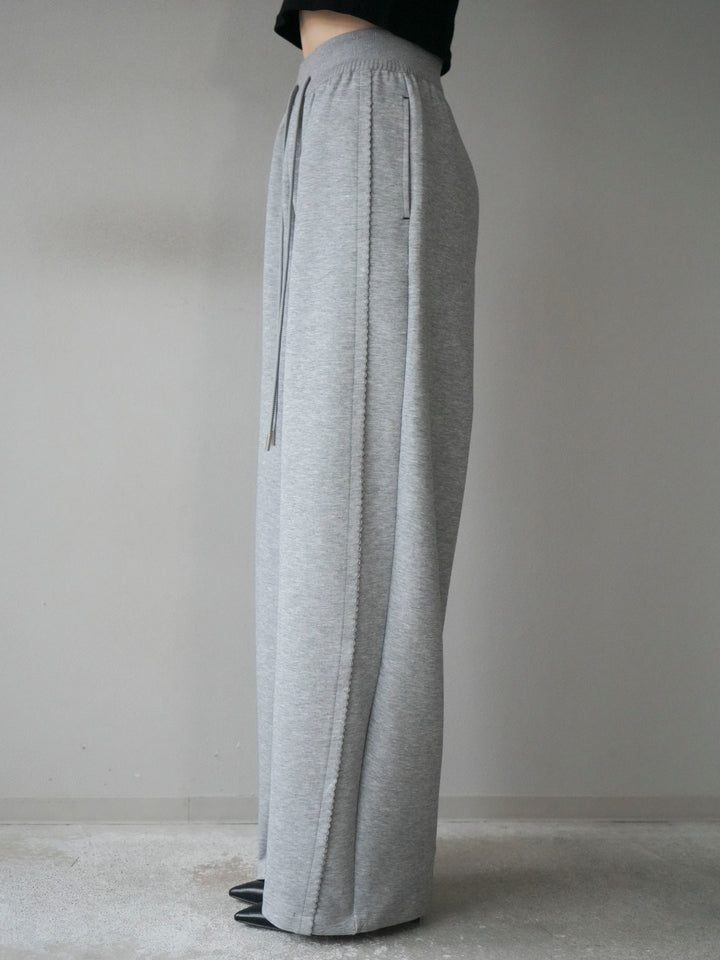 [予約]ステッチデザインウエストリブニットスエットパンツ/lightgray
