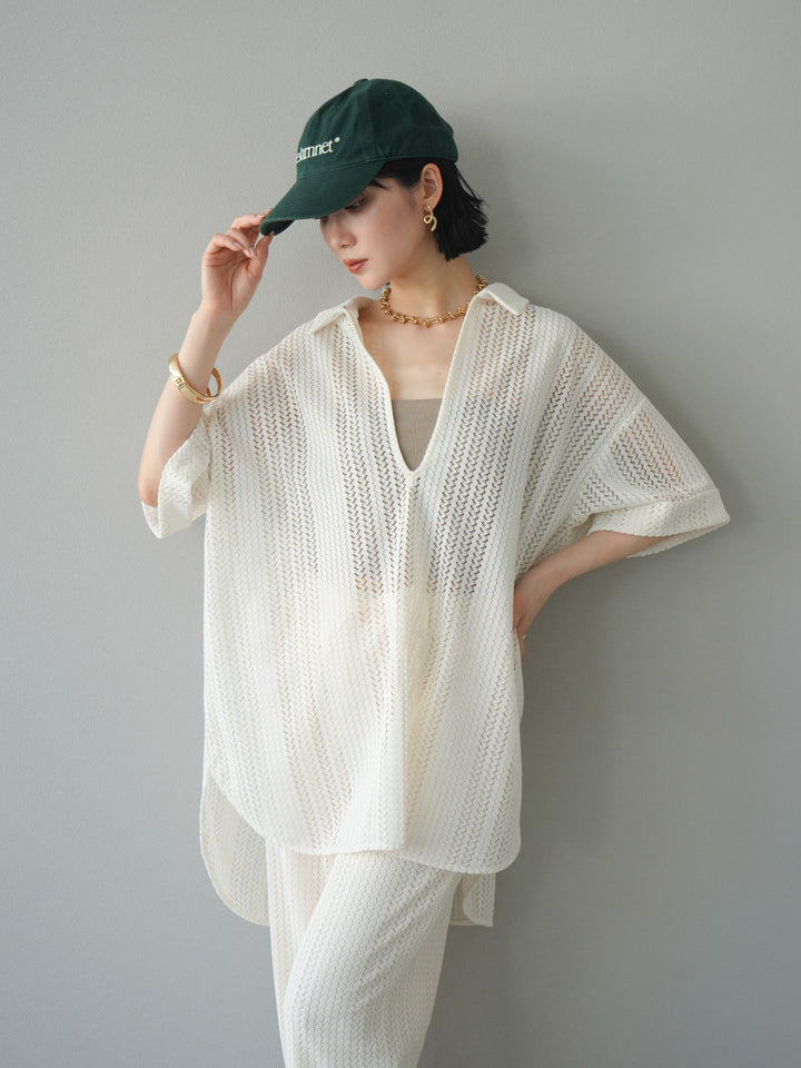 【預購】鏤空蕾絲兩用套頭衫/象牙白