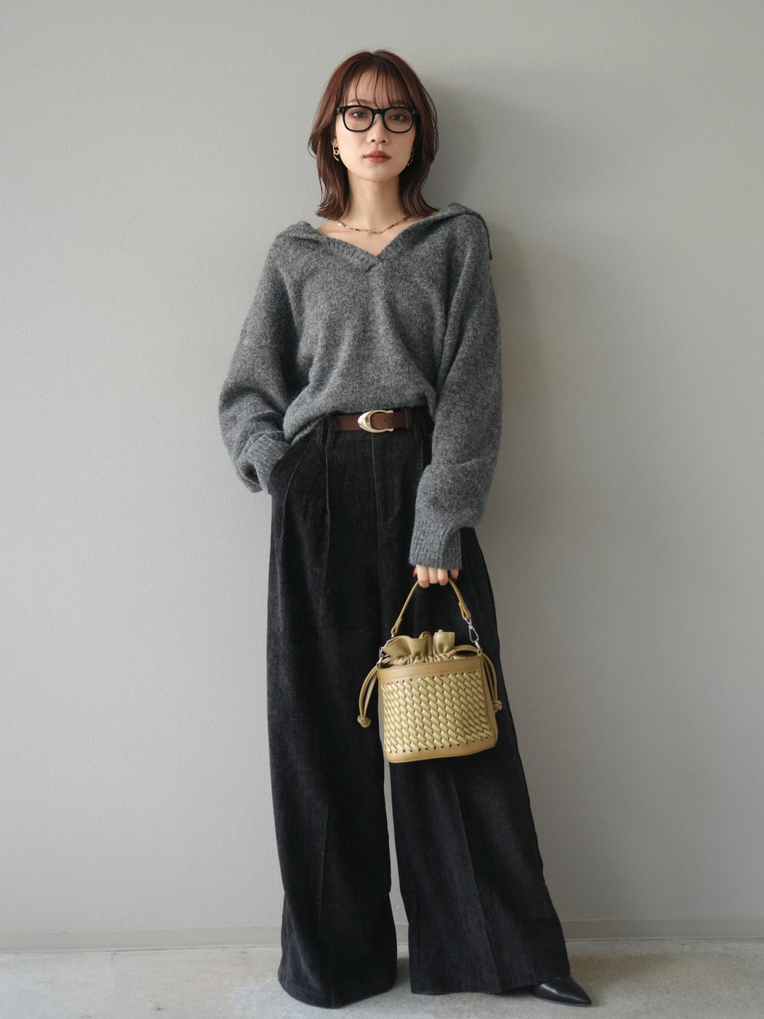 [予約]スキッパーニットプルオーバー/darkgray