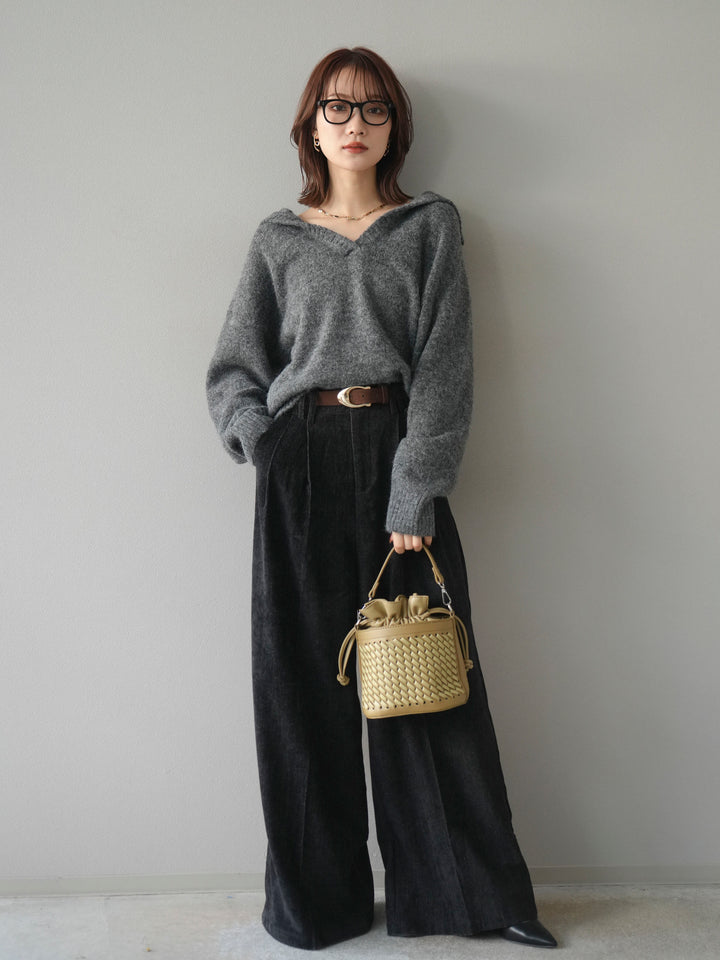 [予約]スキッパーニットプルオーバー/darkgray