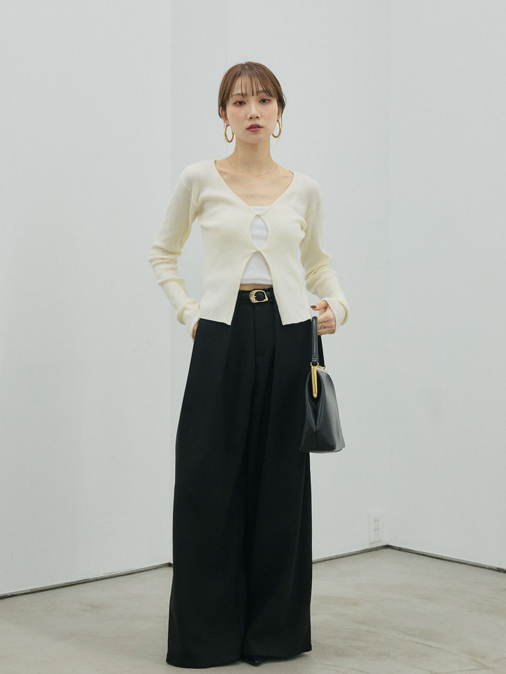 【Allure】[SET]フロントツイストホールリブニットトップス+フロントツイストホールリブニットトップス(2set)