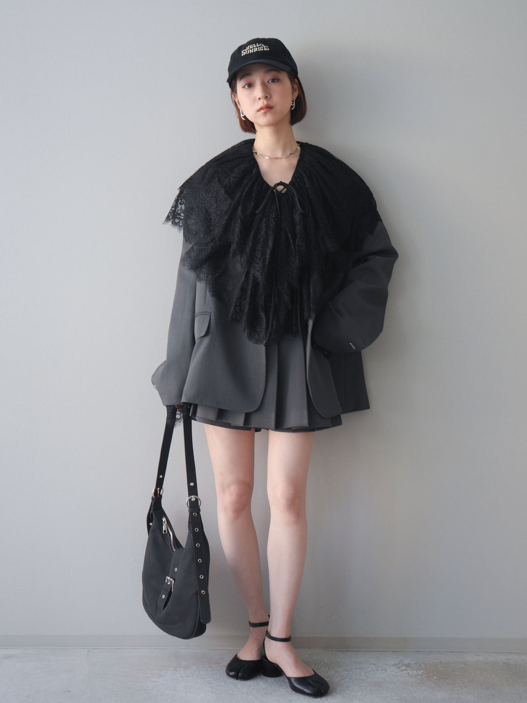 [SET]オーバージャケット＆キュロットSETUP+ビックカラーラッフルレーストップス(2set)