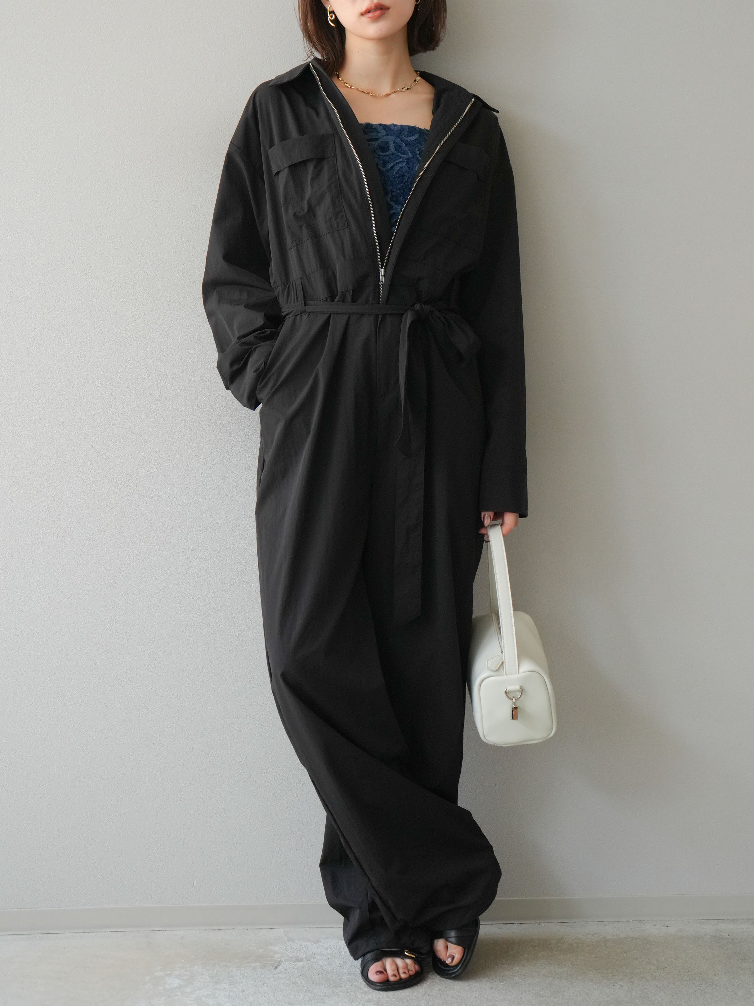 PAMEO POSE Nylon Jumpsuits ジャンプスーツ ブラウン 予約]ナイロンジャンプスーツ/ブラウン – Lumier