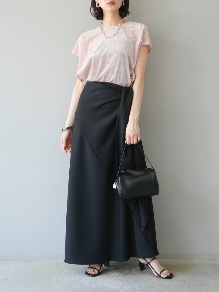 [SET]シアーベロアプルオーバー+サイド巻きツイルスカート(2set)