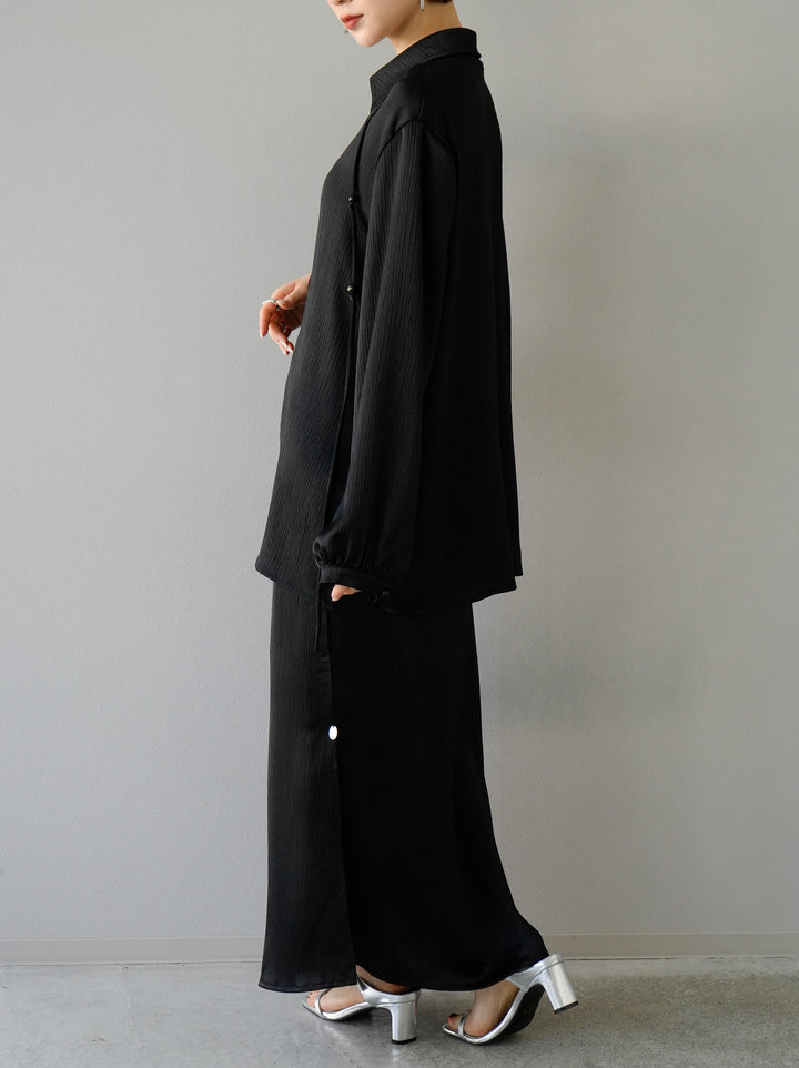 [Pre-order] Satin willow blouse set/Black