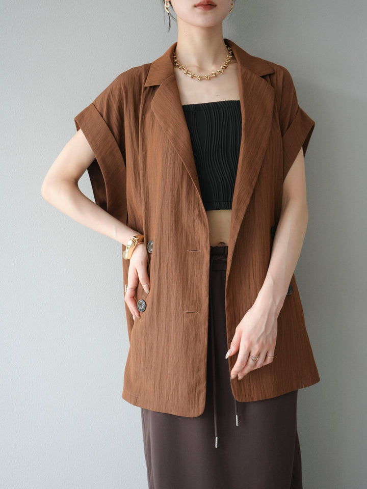 [SET]リネンライクノースリーブダブルジレ+リネンライクノースリーブダブルジレ(2set)