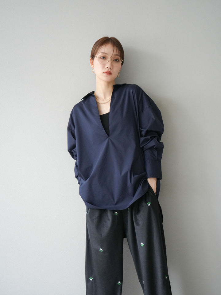 [予約]ブロードディープスキッパーブラウス/ネイビー